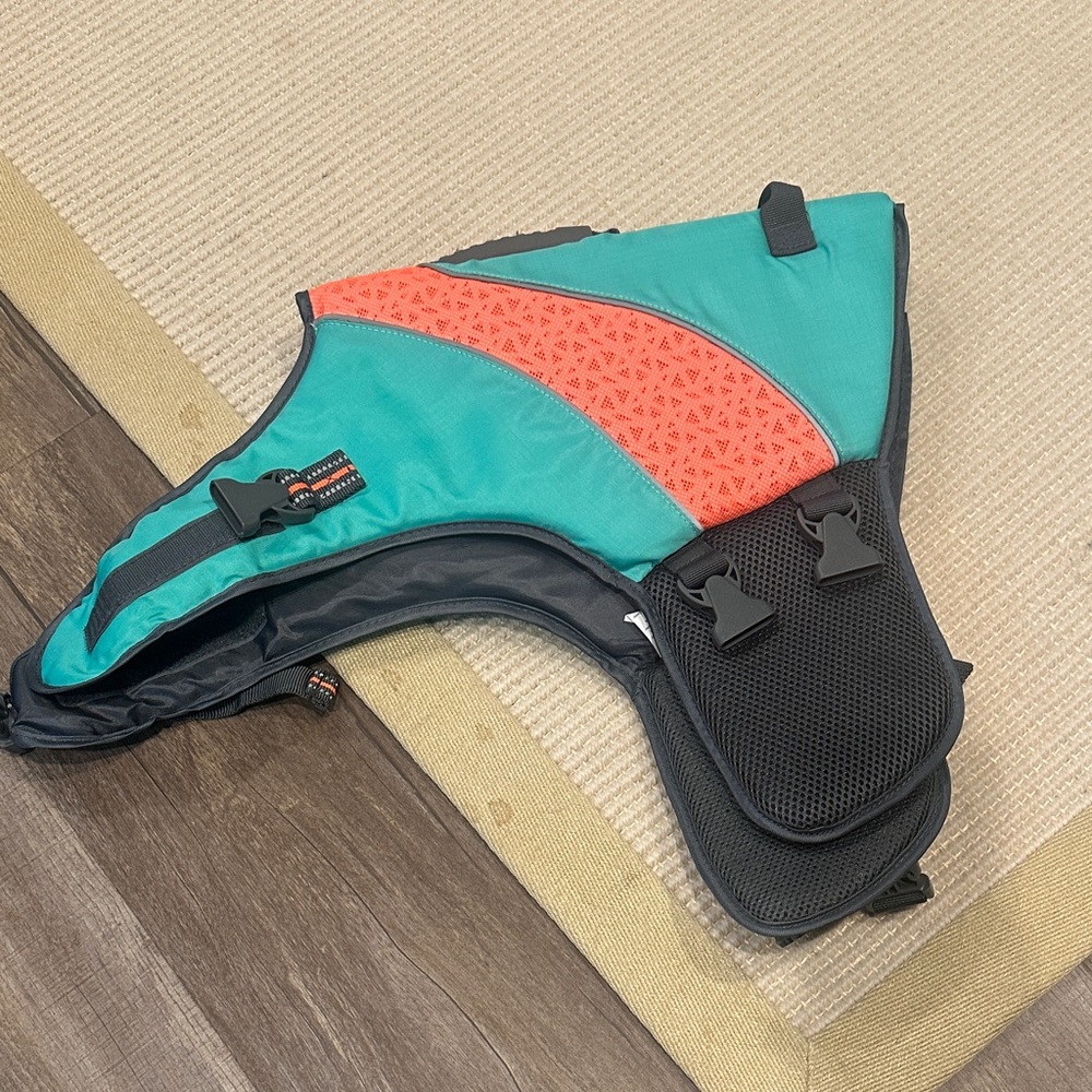 Teal and Coral Dog Life Jacket Size Medium